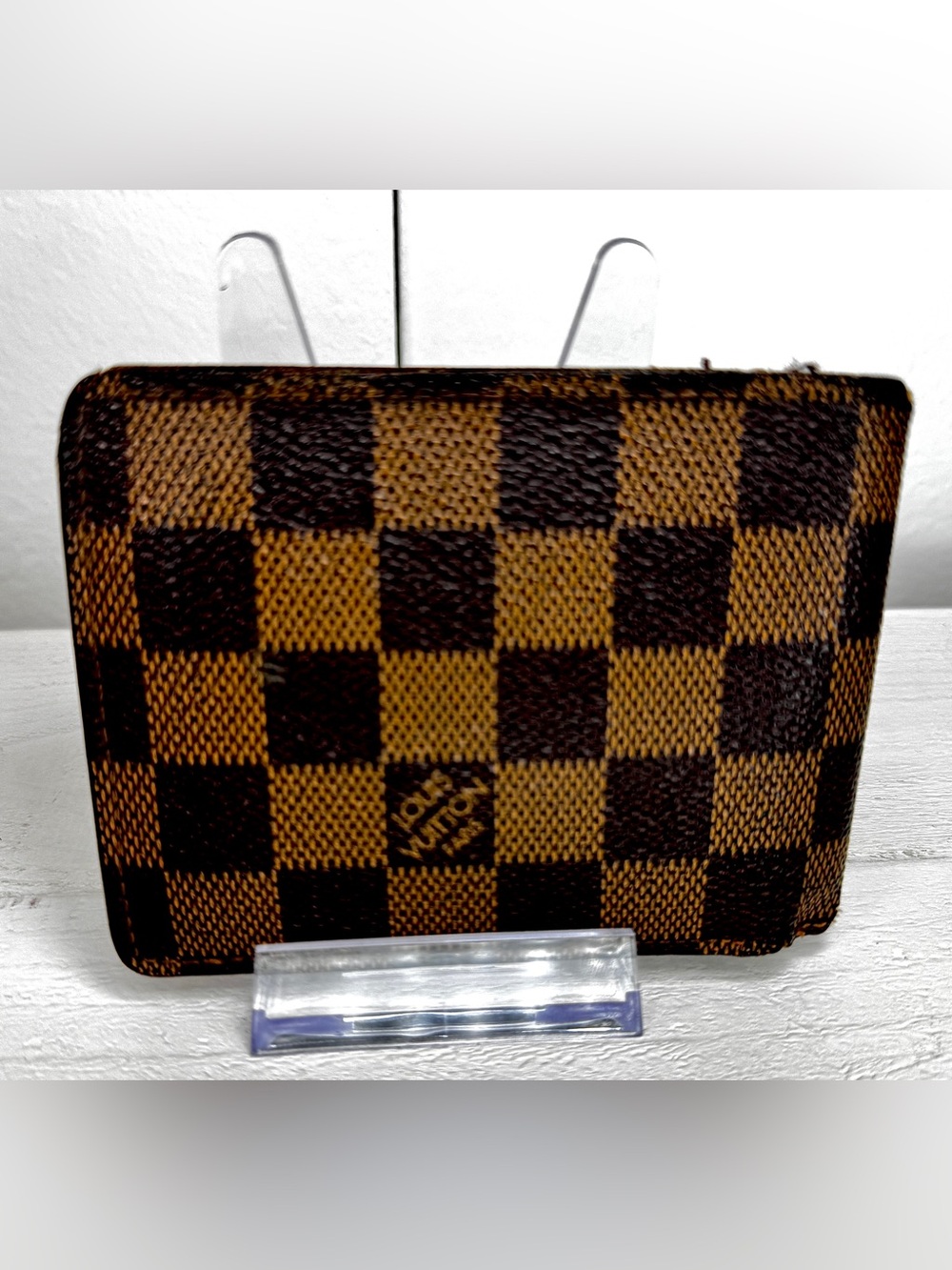 Louis Vuitton Damier Ebene Bifold Wallet w/ COA Vintage Compact Wallet - Picture 2 of 13